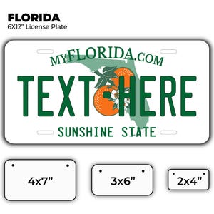 Florida Custom License Plate - Florida Placas for Car/truck Vehicle, motorcycle, bike and mini