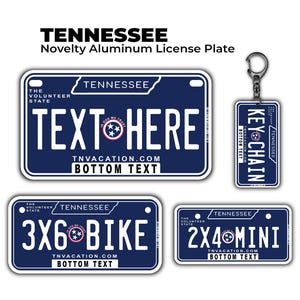 Novelty Tennessee Custom License Plate | Personalized ATV, bike, Mini & Keychain | UV-protected Aluminum
