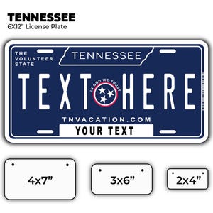 Tennessee Custom License Plate - Tennessee Christmas Gift for Car/truck Vehicle, motorcycle, bike, and mini