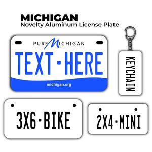 Placa de matrícula personalizada de Michigan novedosa / ATV, bicicleta, mini y llavero personalizados / Aluminio con protección UV