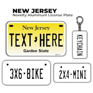 Novelty New Jersey Custom License Plate | Personalized ATV, bike, Mini & Keychain | UV-protected Aluminum