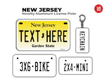 Novelty New Jersey Custom License Plate | Personalized ATV, bike, Mini & Keychain | UV-protected Aluminum