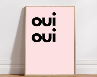 Oui oui wall print poster, funny bathroom wall art, bathroom home decor, home print, typography print, monochrome print, toilet humour