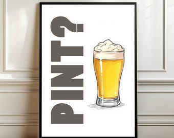 Beer Poster Trend, Pint Print, Funny Bar Wall Art, Pub Decor, Typography Print, Home Bar Sign, Gift for Beer Lovers, Kitchen Wall Art Print