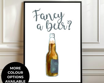 Beer Poster Trend, Fancy a beer Print, Funny Bar Wall Art, Pub Decor, Typography Print, Home Bar Sign, Gift for Beer Lovers, Kitchen Print