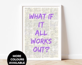 What If It All Works Out Retro Newspaper Print, Trendy Wall Art, Typography Poster, Apartment Aesthetic, Motivational Modern Wall Art