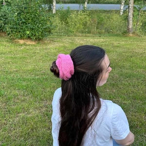 Wooly Knit Scrunchie, Oversized Hair Bow, Gift for Girls