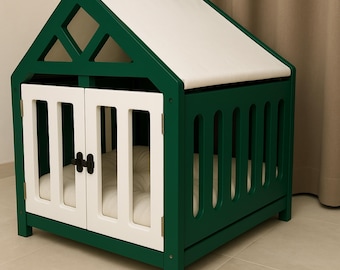 Scandi Pet Bed Minimalist Wooden House for Calm Pet Corner