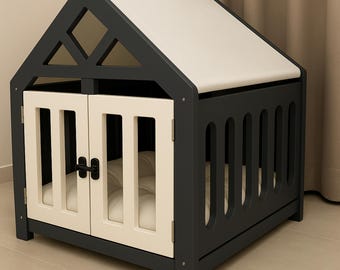 Wooden Dog Crate Furniture Stylish Indoor Pet Bed for Home Decor