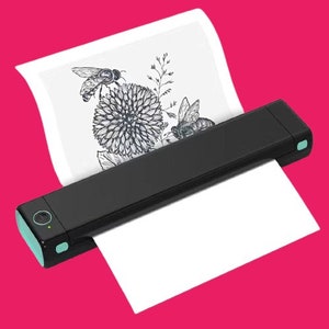 Imprimante thermique portable min pour voyage, Bluetooth petite imprimante  thermique sans encre, support de papier thermique au format A4, travail  avec téléphone portable et bloc-notes, noir