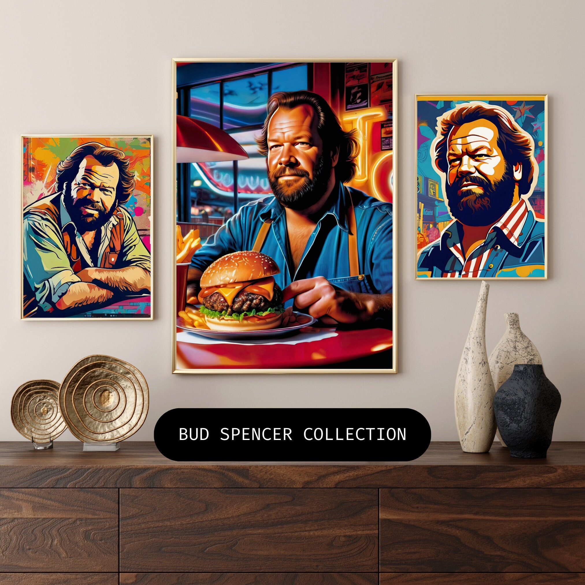 Nostalgic Tribute to Bud Spencer and Terence Hill - Iconic Duo Illustration  - Bud Spencer - Magnet