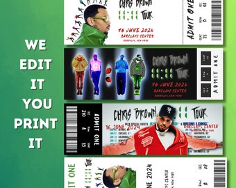 Printable Chris Brown Ticket The 11:11 Tour , Personalized Music Concert Show Surprise Gift Reveal Personalized Keepsake , Instant Download