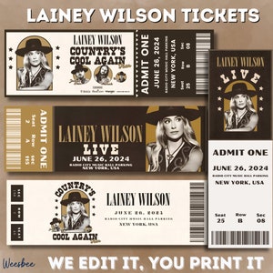 Personalized Lainey Wilson Ticket, Countrys Cool Again Personalized Ticket,Wilson Tour Concert Ticket,Ticket Gift