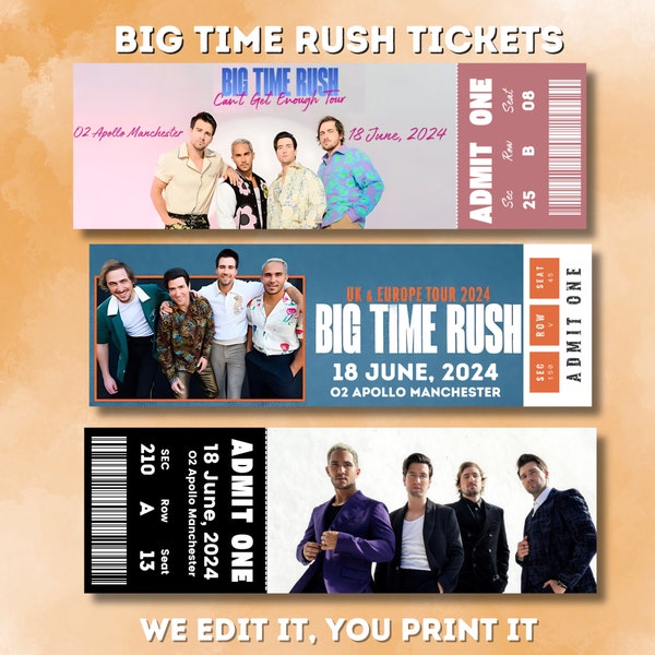 Customizable Big Time Rush Ticket,Personalised Big Time Rush 2024 Concert tour,Surprise Gift Reveal,Personalized Keepsake Instant Download