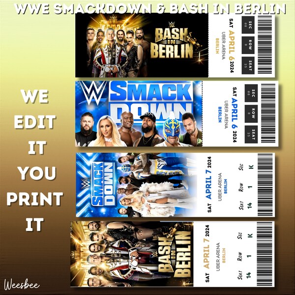 Personalisiertes WWE Ticket, SmackDown & BASH in BERLIN Ticket, 2024 Wrestling Show Pass, Überraschungsgeschenk offenbaren, digitaler Download