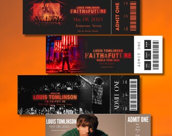 Louis Tomlinson Faith in the Future Tour, Fan Souvenir Concert ticket customizable,Louis Tomlinson Concert ticket