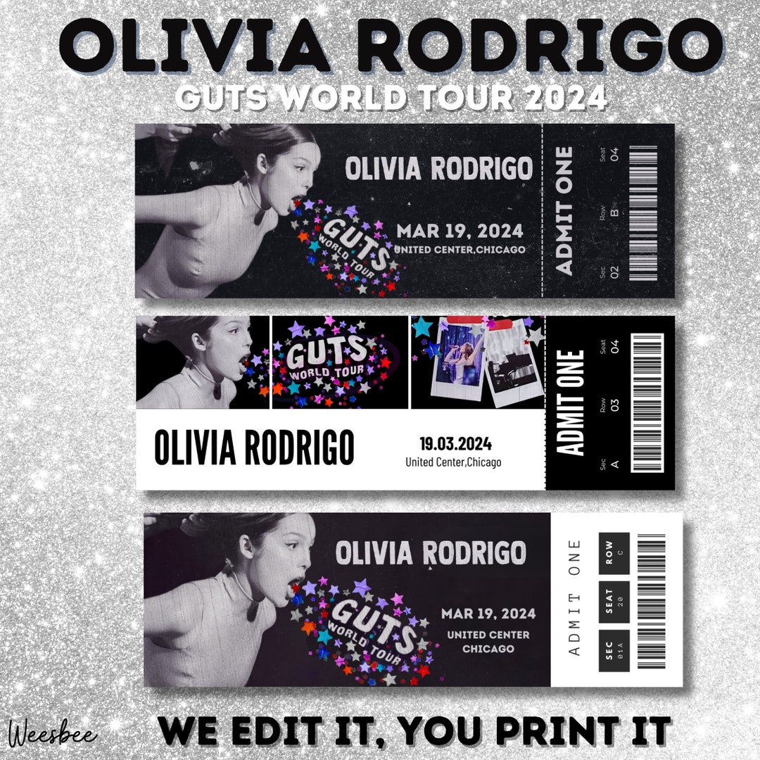Olivia Rodrigo Guts Tour Surprise Concert Ticket, Rodrigo Merch, Keepsake Tour Ticket Souvenir