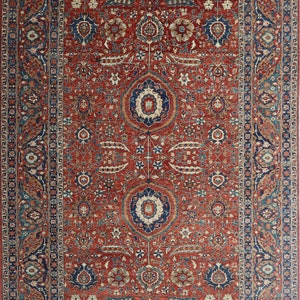 8X14 FT Rojo Nooristan Calidad Heriz Area Rug - Estilo persa Afgano Anudado a mano Veg Dyes Wool Oriental Rug - Alfombra de dormitorio - Alfombra de sala de estar