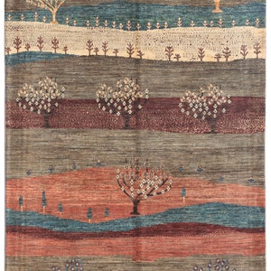 6X8 FT Tree Gabbeh Rug - Tree of Life Persion Style Hand Knotted Gabbeh Rug - Living Room Rug - Bed Room Rug - Bed Room Rug - Afghan Rug.