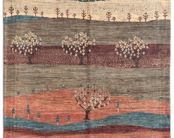 6X8 FT Tree Gabbeh Rug Tree of Life Persion Style Hand Knotted Gabbeh ...