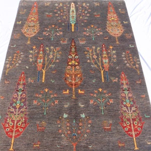 6X8 FT Tree Gabbeh Rug Tree of Life Persion Style Hand Knotted Gabbeh ...