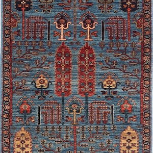 14 FT Floral Bijar Design Runner Rug - Persian Style Afghan Hand knotted Oriental Afghan Rug - Hallway Rug - Living room - Bedroom Rug.