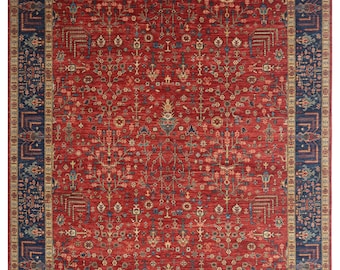 8X10FT Red Nooristan Area Rug - Persian Style Afghan Hand knotted Veg Dyes Wool Oriental Rug - Bedroom rug - Living room rug