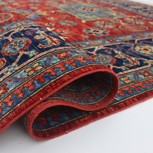 6x8ft Karaja Rug - Red Persian Style Hand Knotted Veg Dyes Wool Area ...