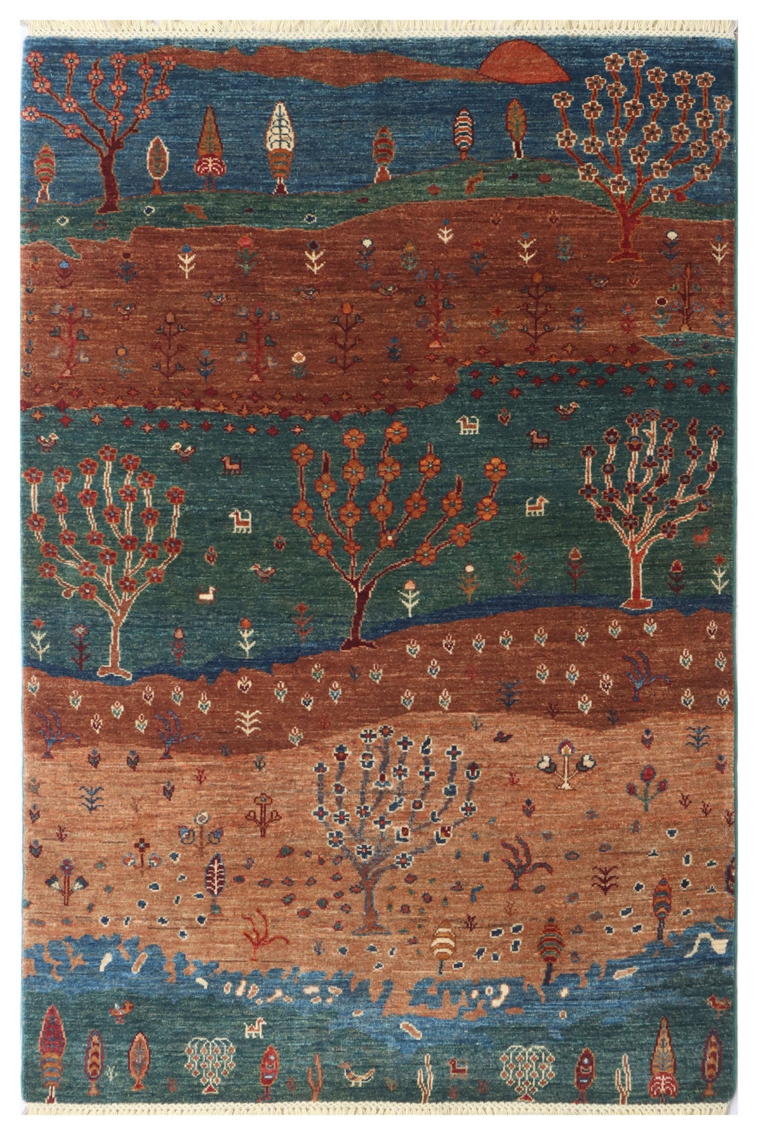 4X6 FT Tree Gabbeh Rug - Tree of Life Persion Style Hand Knotted Gabbeh ...