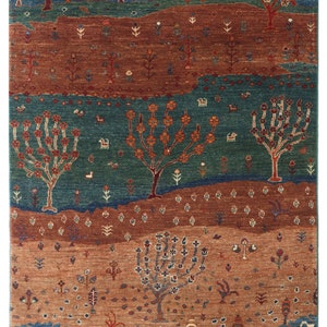 4X6 FT Tree Gabbeh Rug - Tree of Life Persion Style Hand Knotted Gabbeh Rug - Living Room Rug - Bed Room Rug - Bed Room Rug - Afghan Rug.