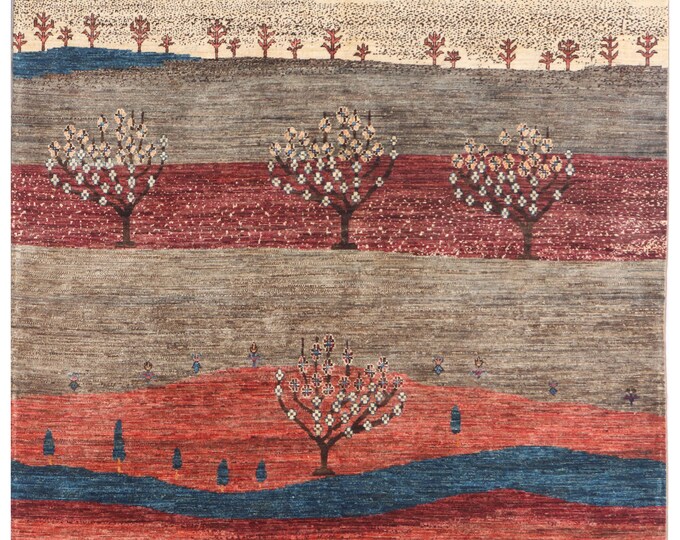 6X8 FT Tree Gabbeh Rug Tree of Life Persion Style Hand Knotted Gabbeh ...