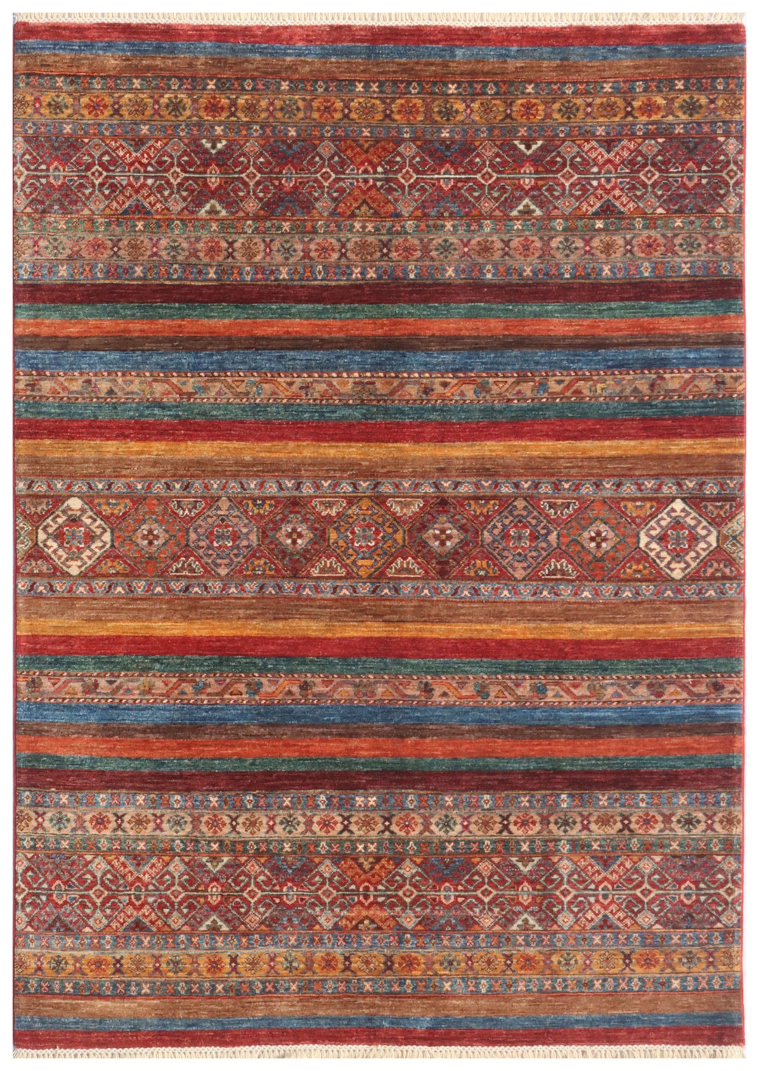 5x7 Ft Afghan Tribal Area Hand Knotted Veg Dyes Wool Rug Living Room ...