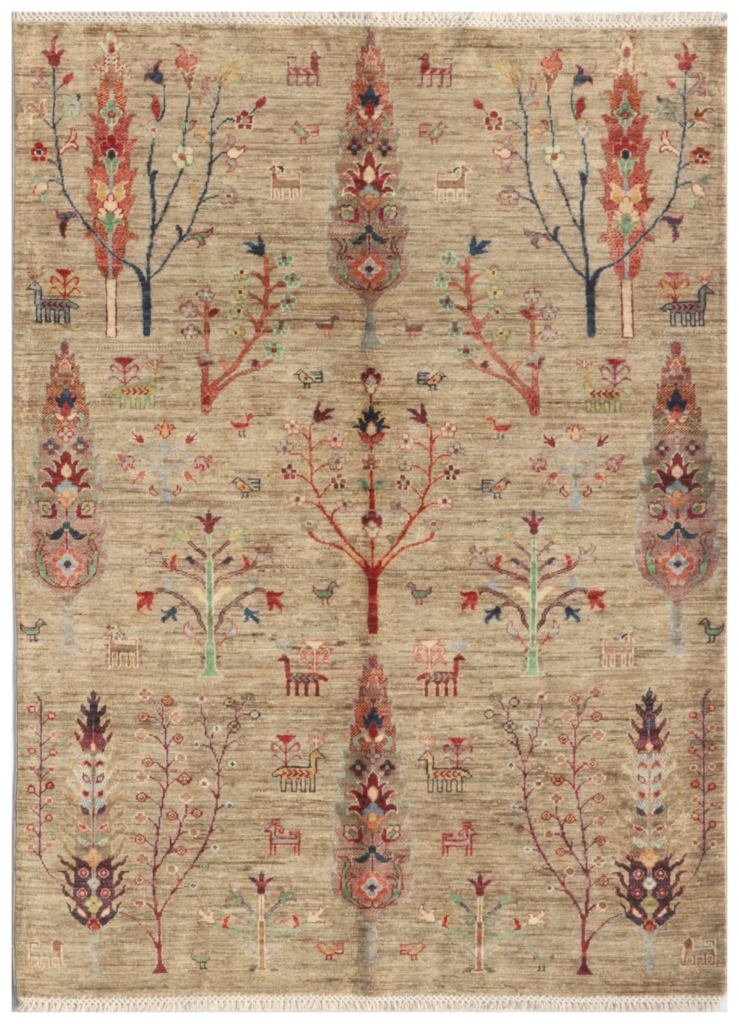 5x7 FT Tree Gabbeh Rug Tree of Life Persion Style Hand Knotted Gabbeh ...