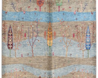 6X8 FT Tree Gabbeh Rug Tree of Life Persion Style Hand Knotted Gabbeh ...