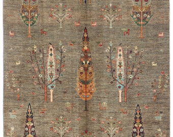 6X8 FT Tree Gabbeh Rug Tree of Life Persion Style Hand Knotted Gabbeh ...