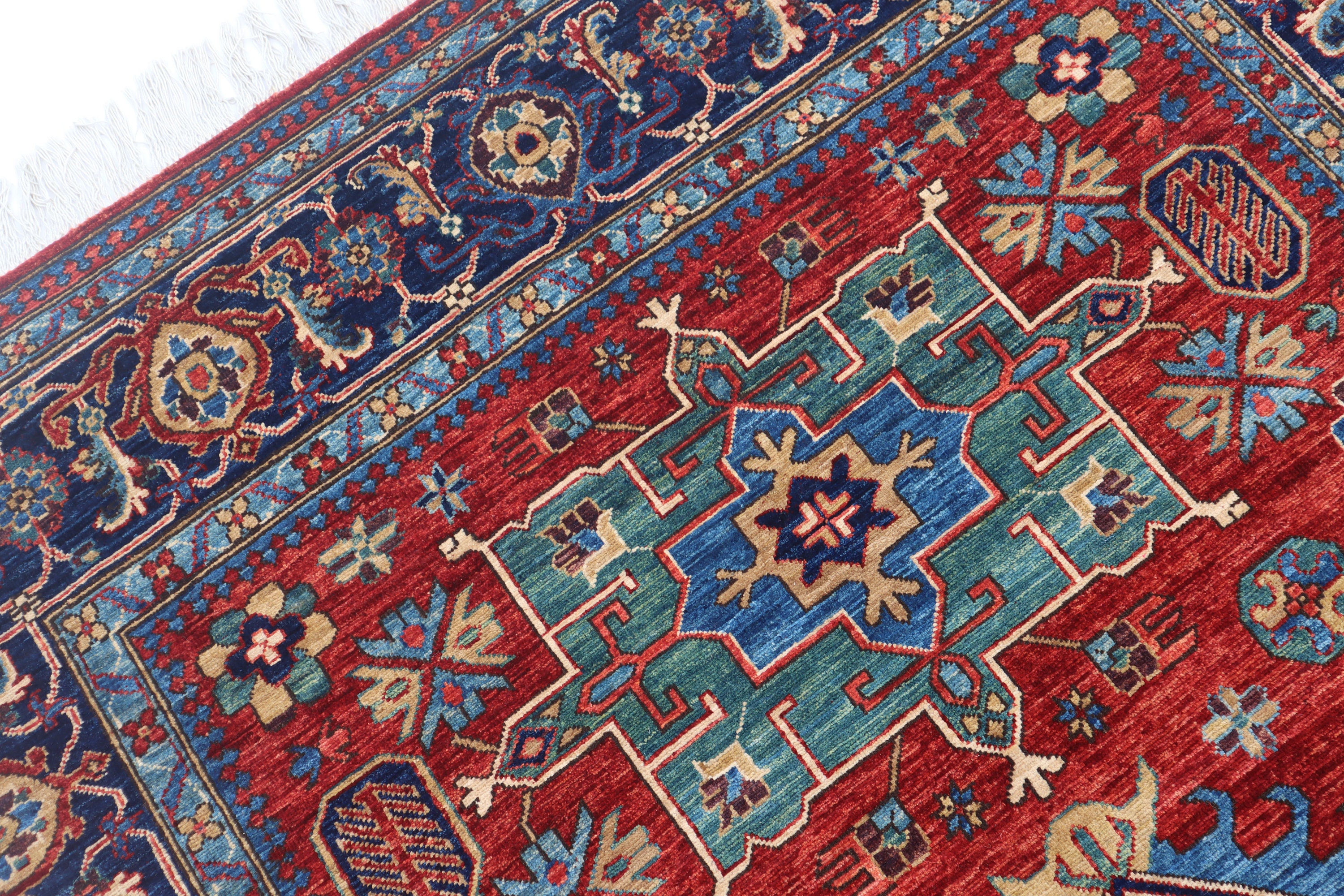 6x8ft Karaja Rug - Red Persian Style Hand Knotted Veg Dyes Wool Area ...
