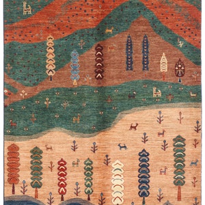 7X10 Tree Gabbeh Rug - Tree of Life Persion Style Hand Knotted Gabbeh Rug - Living Room Rug - Bed Room Rug - Bed Room Rug - Afghan Rug.