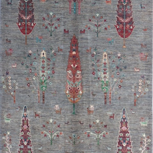 7X10 Tree Gabbeh Rug - Tree of Life Persion Style Hand Knotted Aghan Gabbeh Rug - Living Room Rug - Bed Room Rug- Bed Room Rug - Afghan Rug.