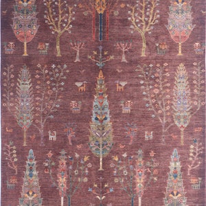 7X10 Tree Gabbeh Rug - Tree of Life Persion Style Hand Knotted Aghan Gabbeh Rug - Living Room Rug - Bed Room Rug- Bed Room Rug - Afghan Rug.