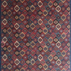 Tapis tribal afghan multicolore 9 x 12 pi - Tapis oriental afghan en laine, noué à la main, teintures végétales de style persan - Tapis de chambre à coucher - Tapis de salon