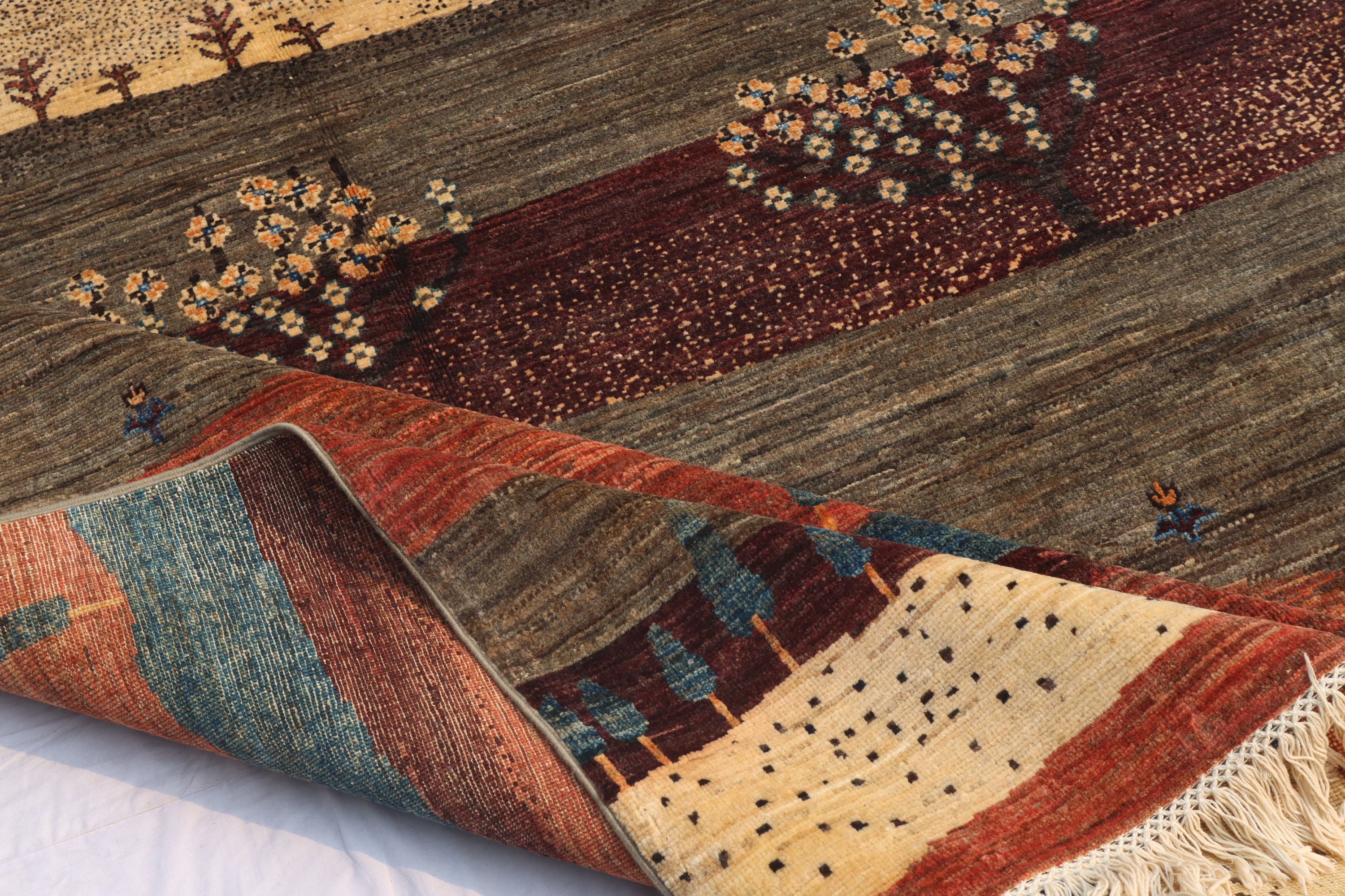 6X8 FT Tree Gabbeh Rug Tree of Life Persion Style Hand Knotted Gabbeh ...