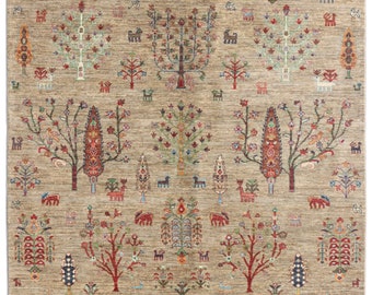 6X8 FT Tree Gabbeh Rug Tree of Life Persion Style Hand Knotted Gabbeh ...