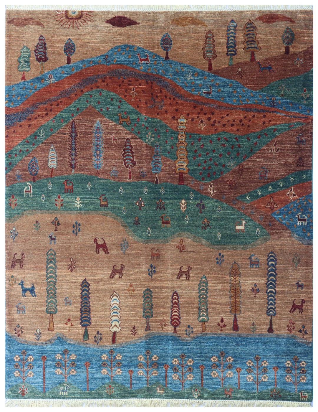 6X8 FT Tree Gabbeh Rug - Tree of Life Persion Style Hand Knotted Gabbeh ...