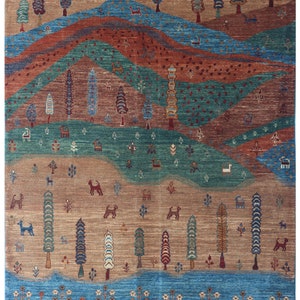 6X8 FT Tree Gabbeh Rug - Tree of Life Persion Style Hand Knotted Gabbeh Rug - Living Room Rug - Bed Room Rug - Bed Room Rug - Afghan Rug.