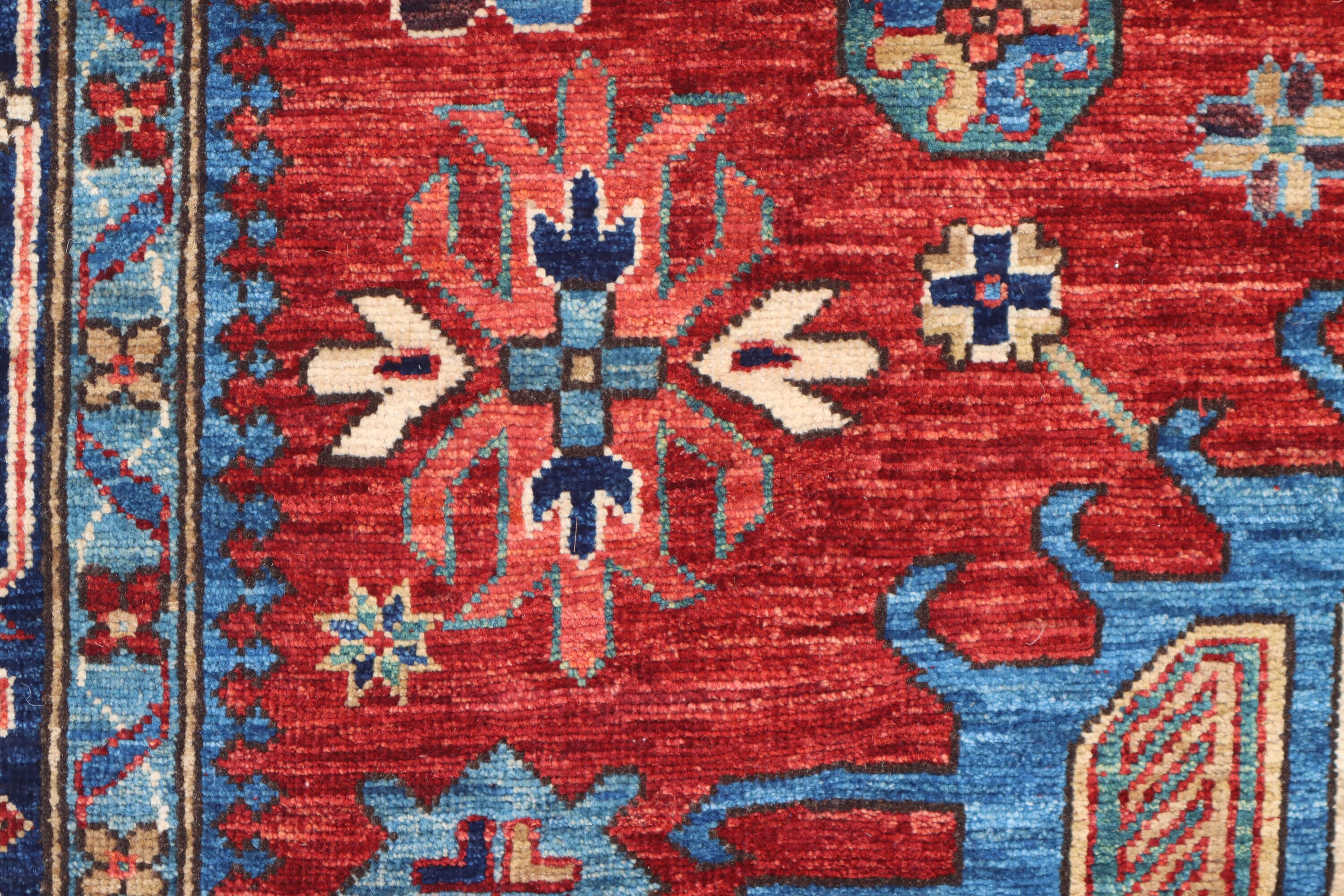 6x8ft Karaja Rug - Red Persian Style Hand Knotted Veg Dyes Wool Area ...