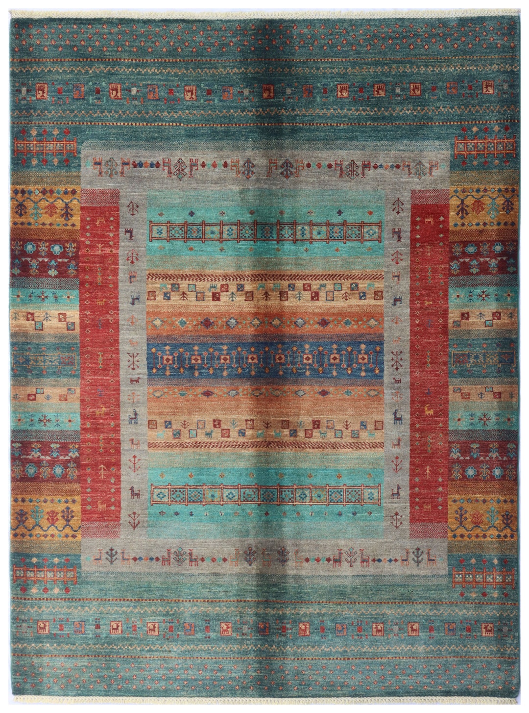 Persion Style Rug Image 6x8 FT Gabbeh Rug - Persion Style Hand Knotted Gabbeh Rug - Living Room ...