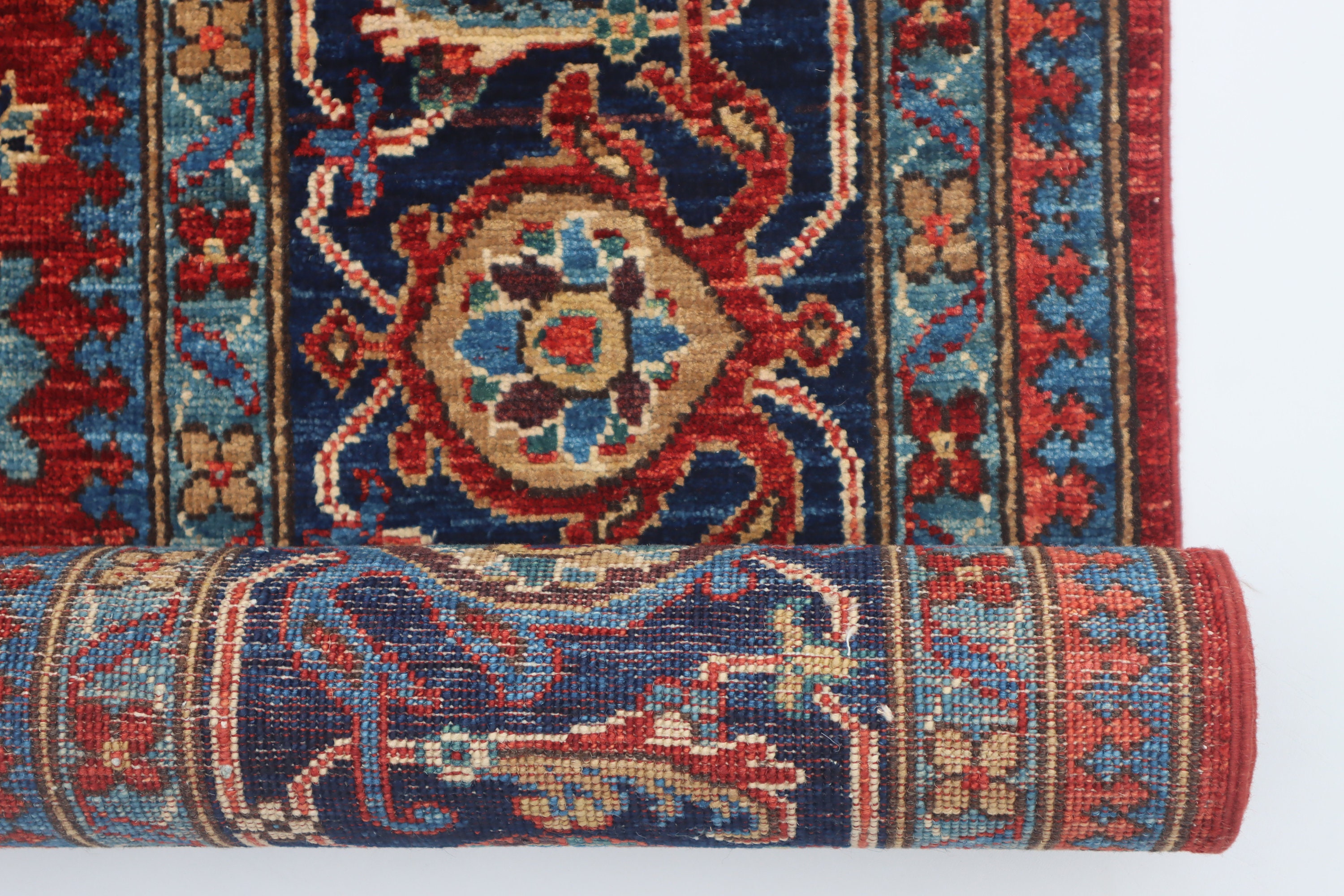 6x8ft Karaja Rug - Red Persian Style Hand Knotted Veg Dyes Wool Area ...