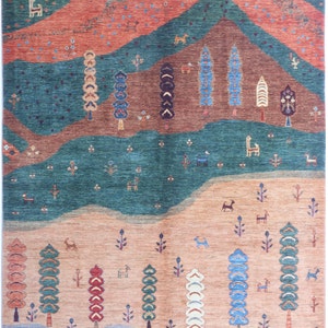 7X10 Tree Gabbeh Rug - Tree of Life Persion Style Hand Knotted Gabbeh Rug - Living Room Rug - Bed Room Rug - Bed Room Rug - Afghan Rug.
