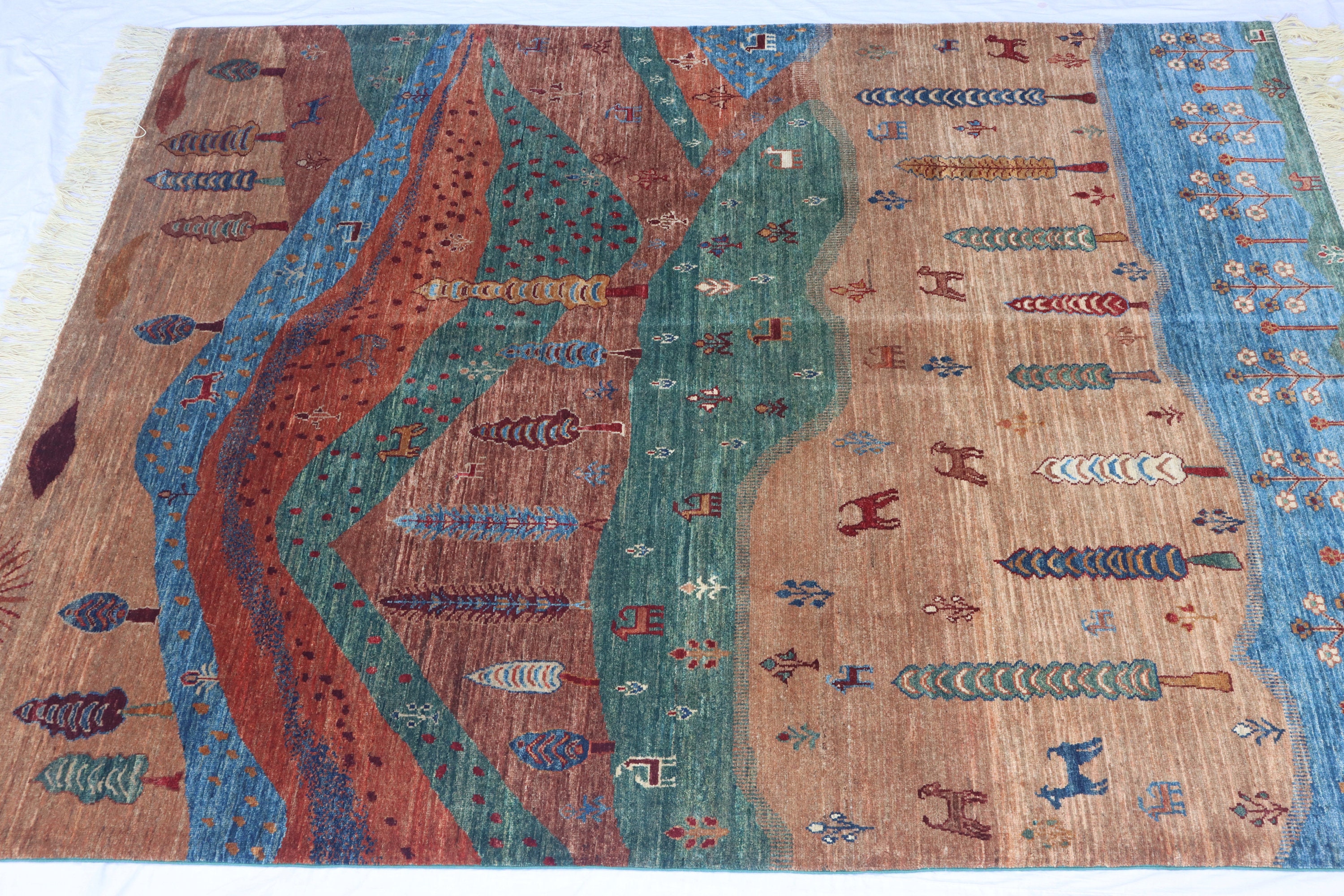 6X8 FT Tree Gabbeh Rug Tree of Life Persion Style Hand Knotted Gabbeh ...