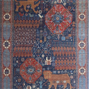 9x12 FT Navy-Color Afghan Tribal Rug - Persian Style Afghan Hand knotted Veg Dyes Wool Oriental Rug - Bedroom rug - Living room rug